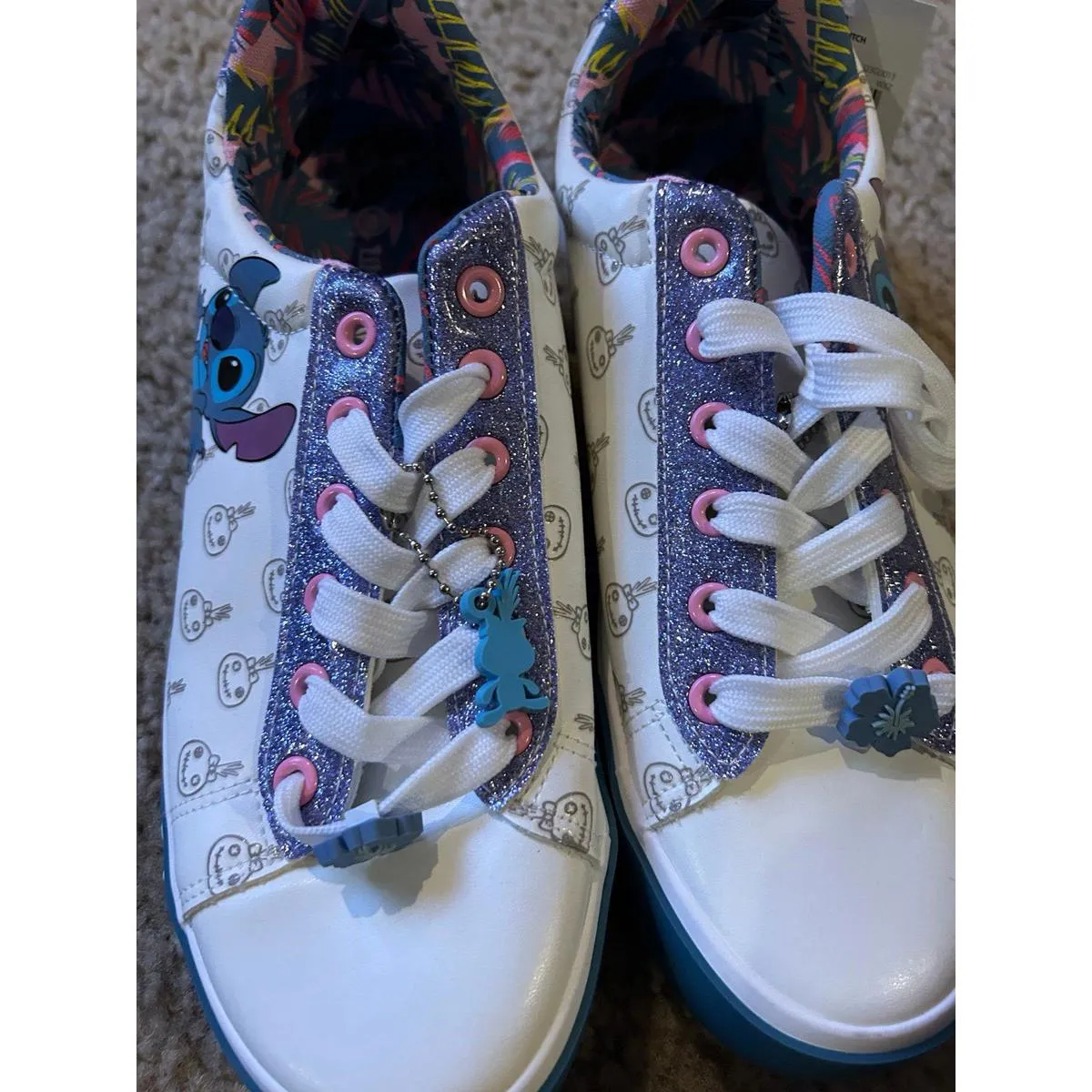 Disney Lilo & Stitch Womes 8 Stitch Low Top Court Sneakers Blue - Image 4