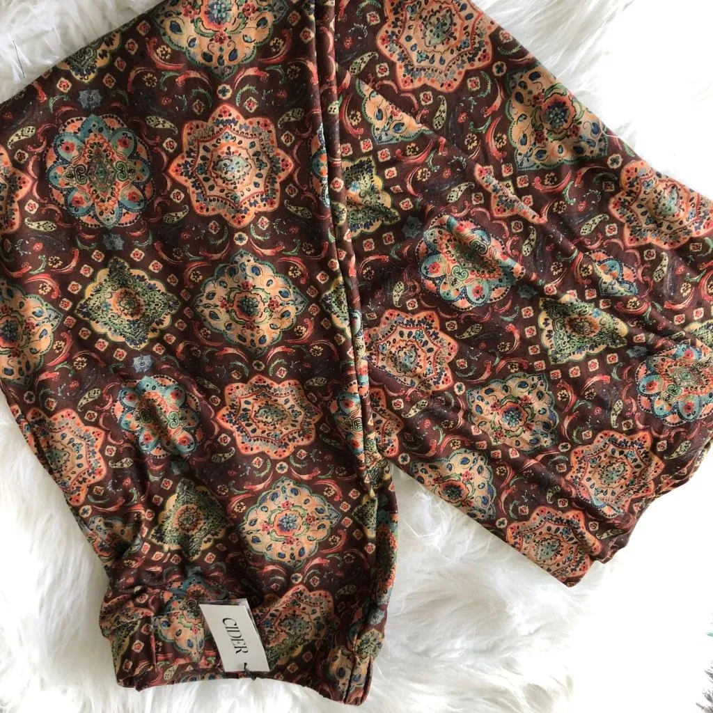 Cider Womens Floral Boho Patterned Pants Wide Leg Pull-On‎ Size 2XL Brown NWT - Image 10
