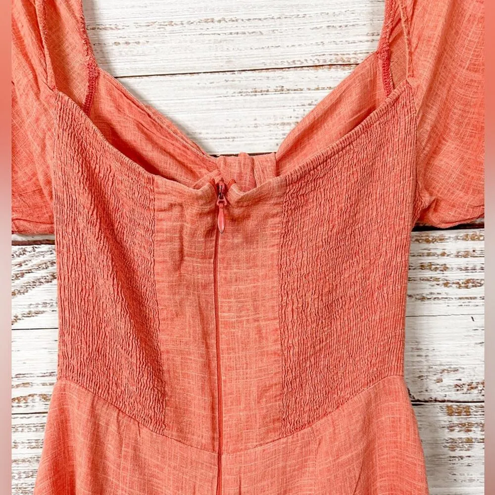 The Jetset Diaries TJD Heartbreaker Orange Linen Mini Dress, EUC, Medium - Image 10