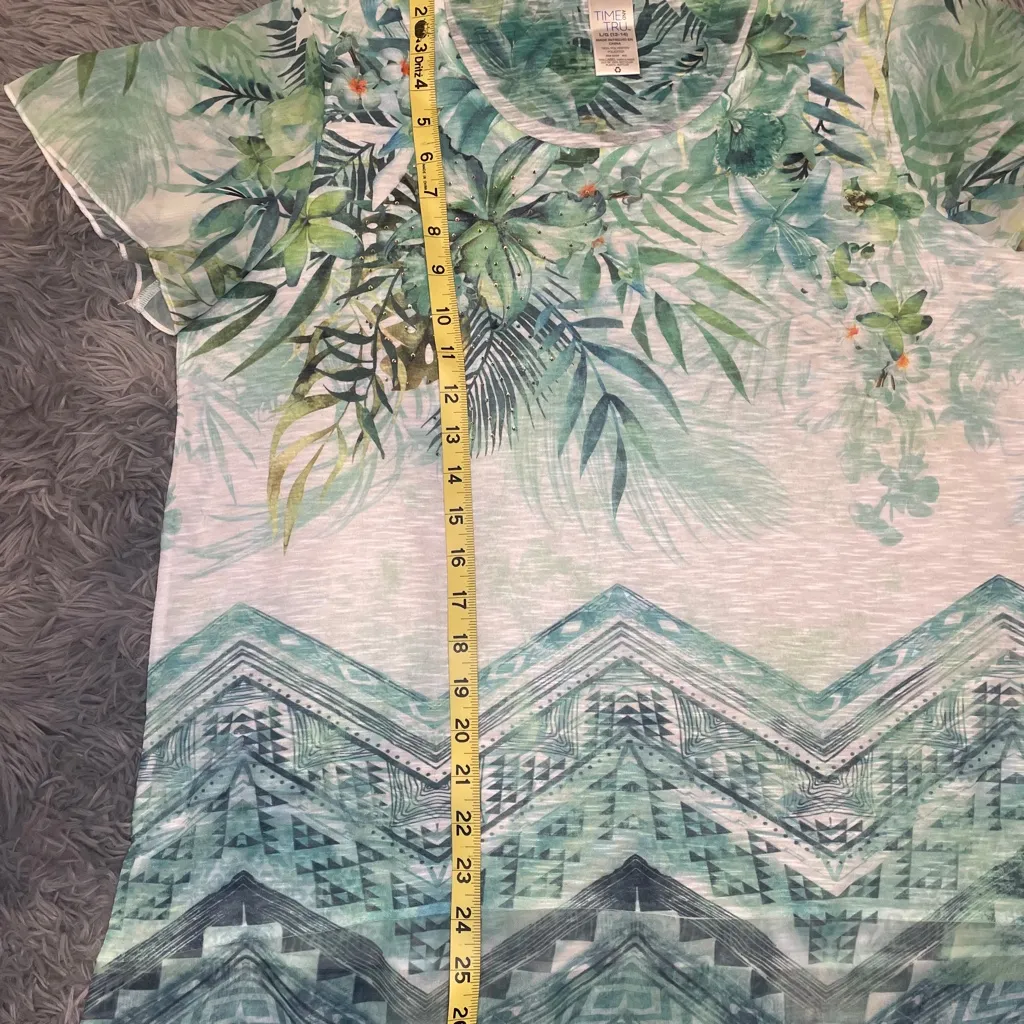 Womens Rhinestone Tropical Vacay Blouse Chiffon Sleeves Pullover T - Image 8