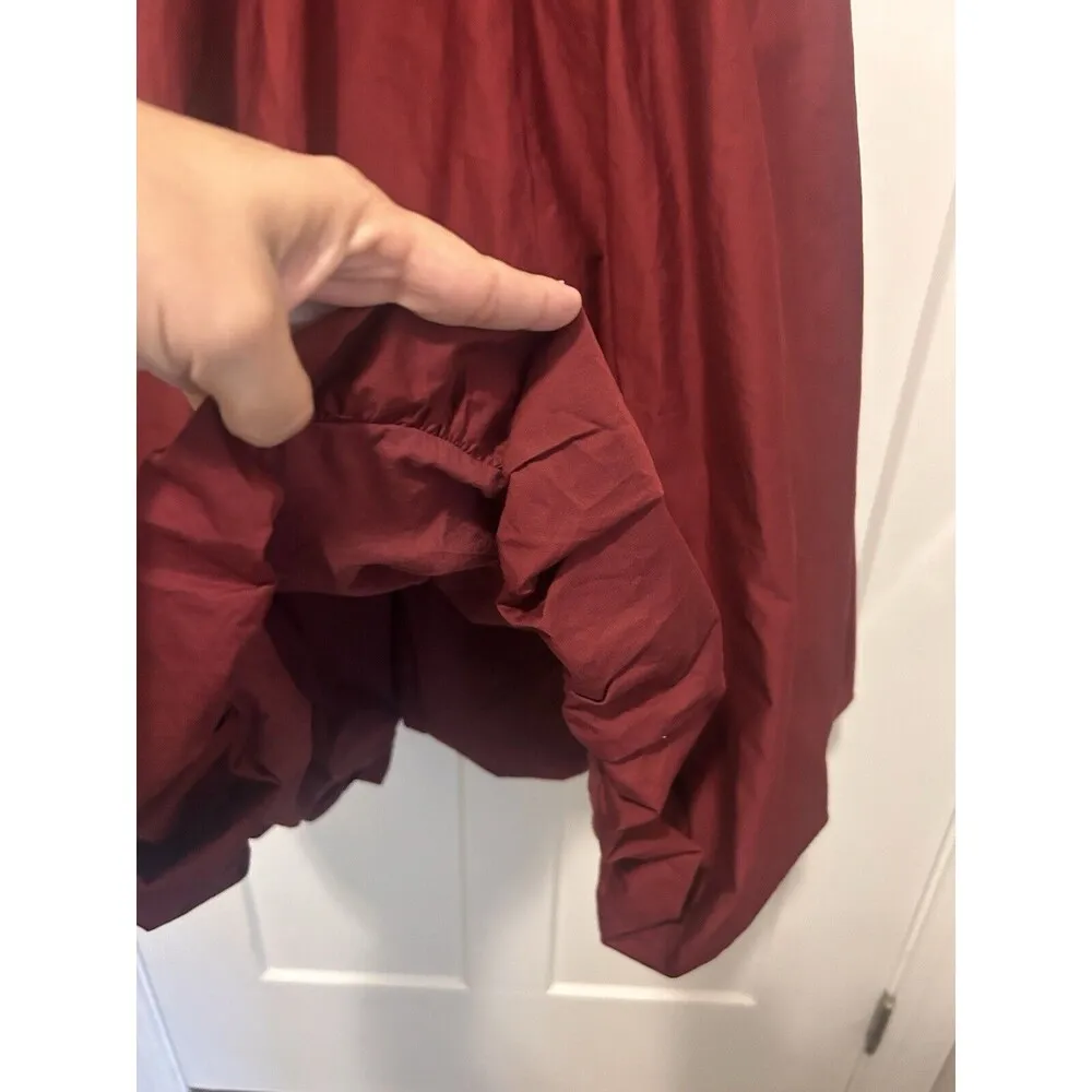 En Saison Cosima Midi Dress Deep Burgundy One Shoulder Puff Sleeve Size Small - Image 7