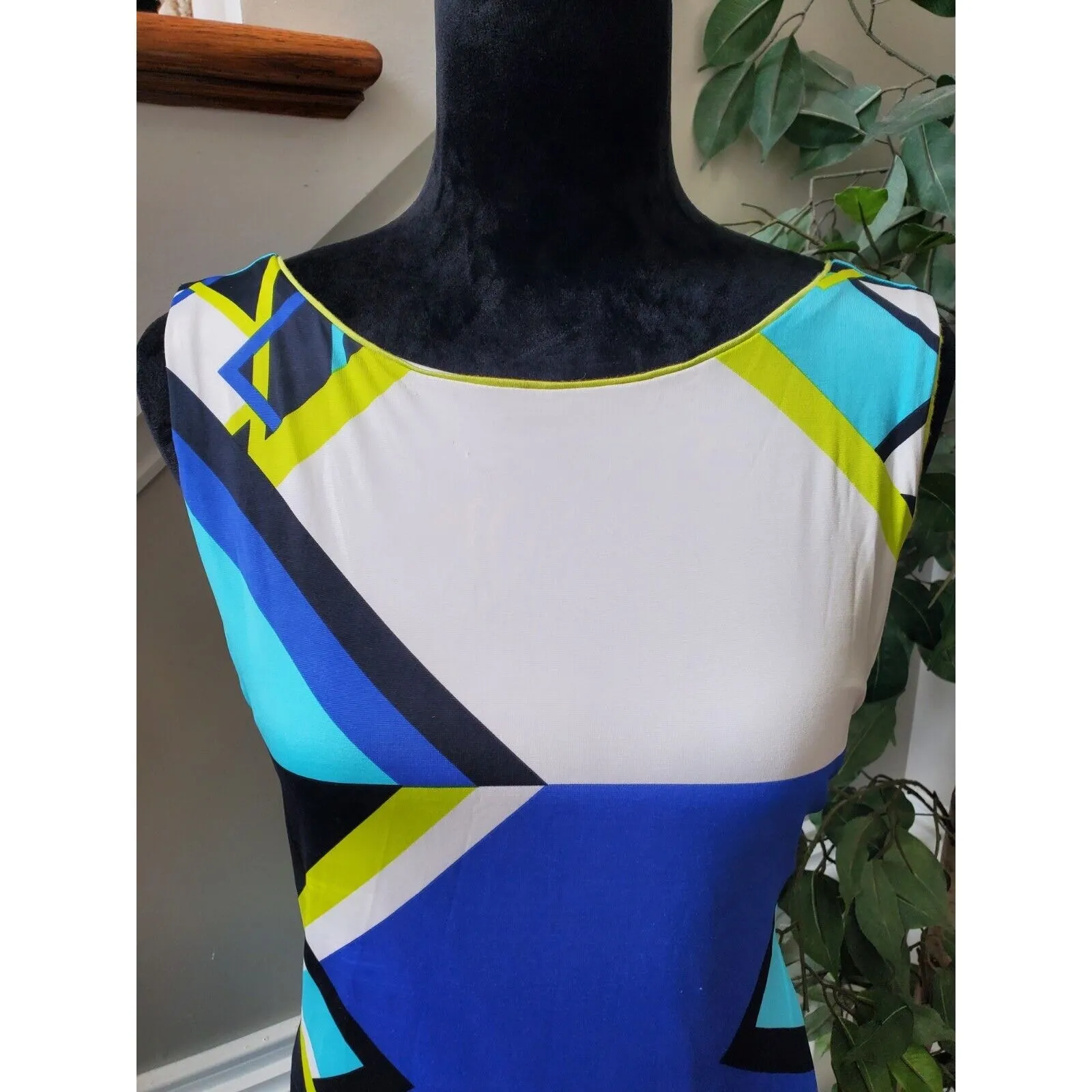 Analili Women's Multicolor Polyester Round Neck Sleeveless Knee Length Dress L - Image 2