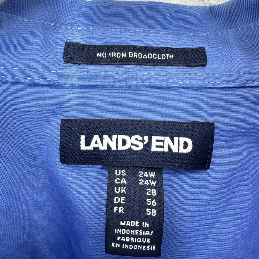 Lands End Womens Blue Long Sleeve Button Up Shirt No Iron Broadcloth Size 24W - Image 3