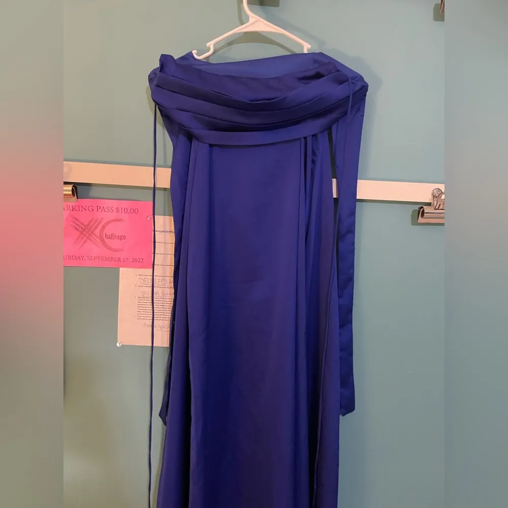 Dena Satin Maxi Dress in Blue - Image 4