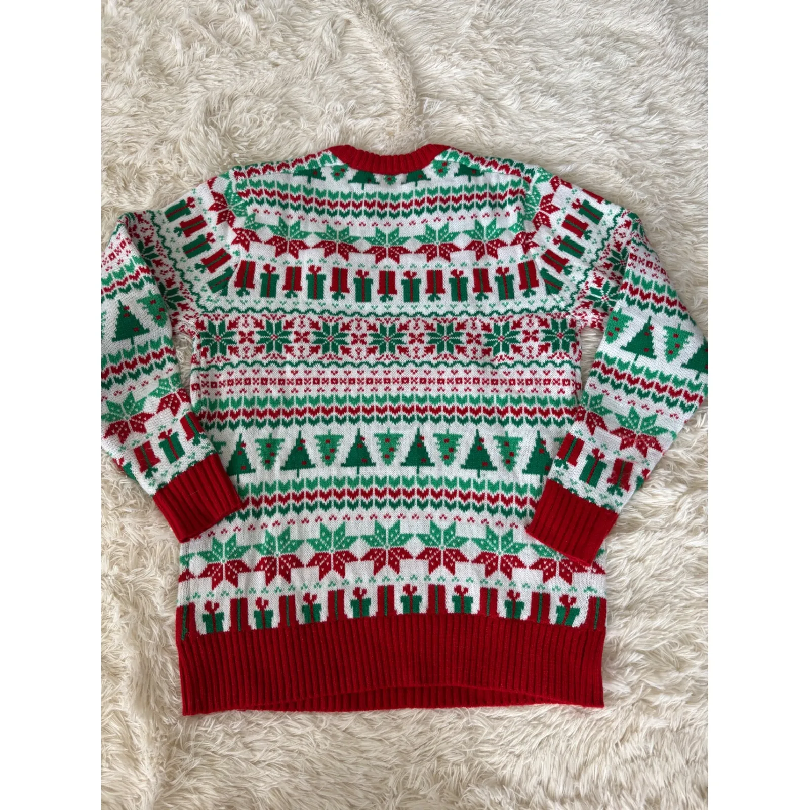 Holiday Hype Ugly Christmas Sweater Santa Claus‎ Muscle Small S Red - Image 6