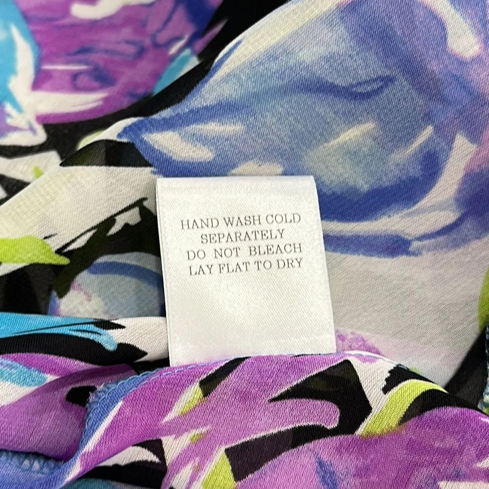 Women's Long Sleeve Open Front Floral Print Cardigan/Kimono/Cover Up Top Blue Size undefined - Image 8