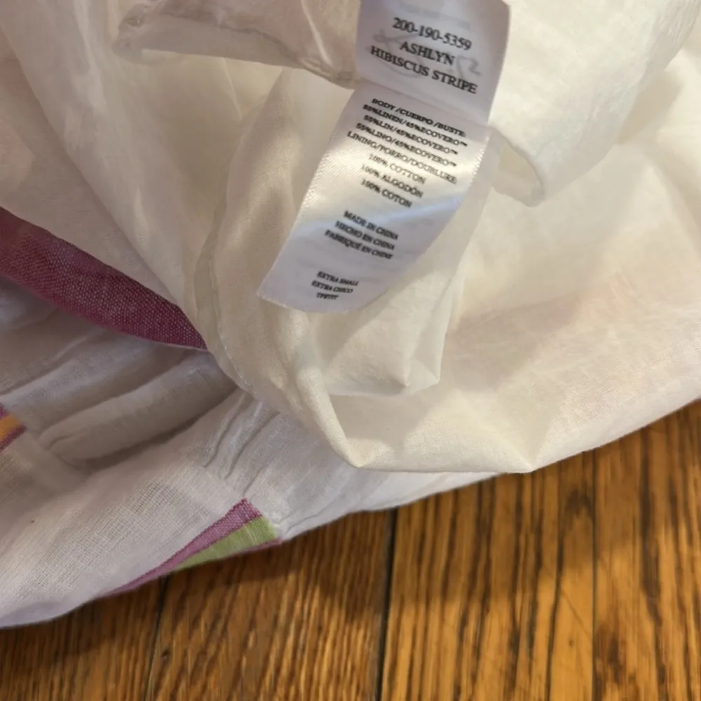 Rails Ashlyn midi Dress in Hibiscus Stripe smocked pastel summer XS linen blend - Image 9