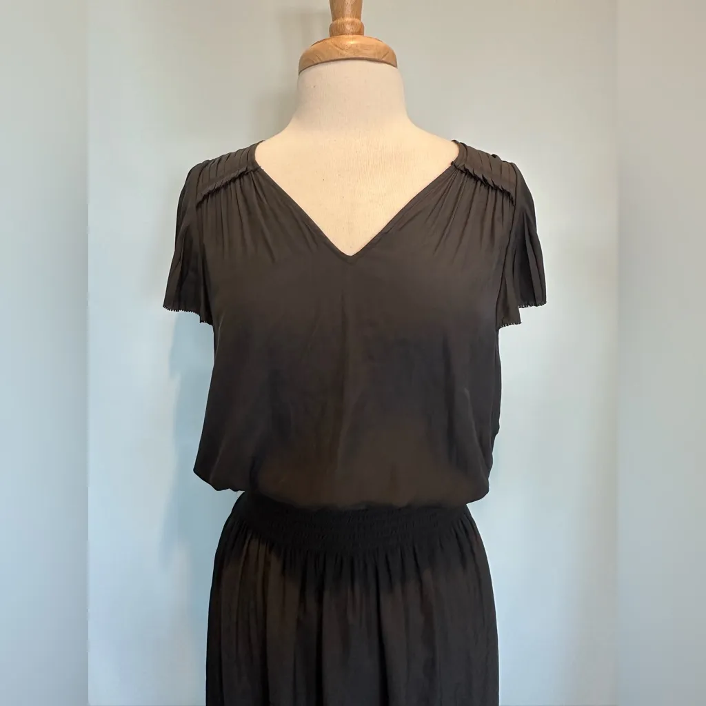 Ramy Brook Yassi dress v neck flutter sleeve smocked waistband black Size S NWT - Image 5