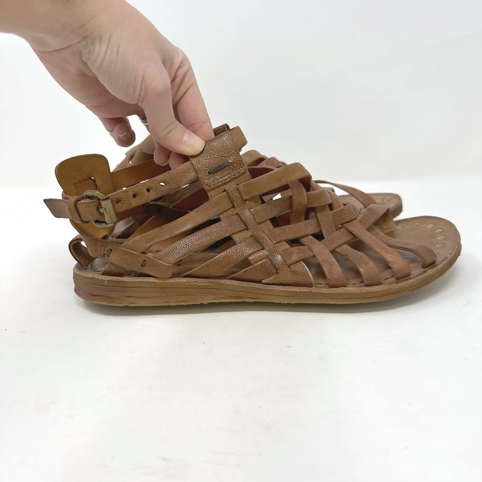 A.S.98 Ralston Gladiator Leather Sandals Camel Size 41 Brown - Image 4