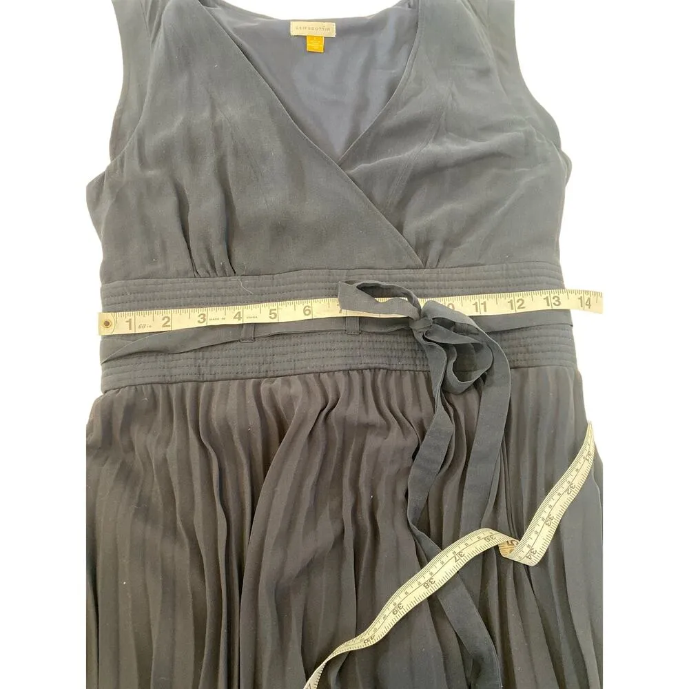Leifsdottir Navy Blue Surplice Pleated Skirt Maxi Dress EUC Sz 6 Silk Belted - Image 9