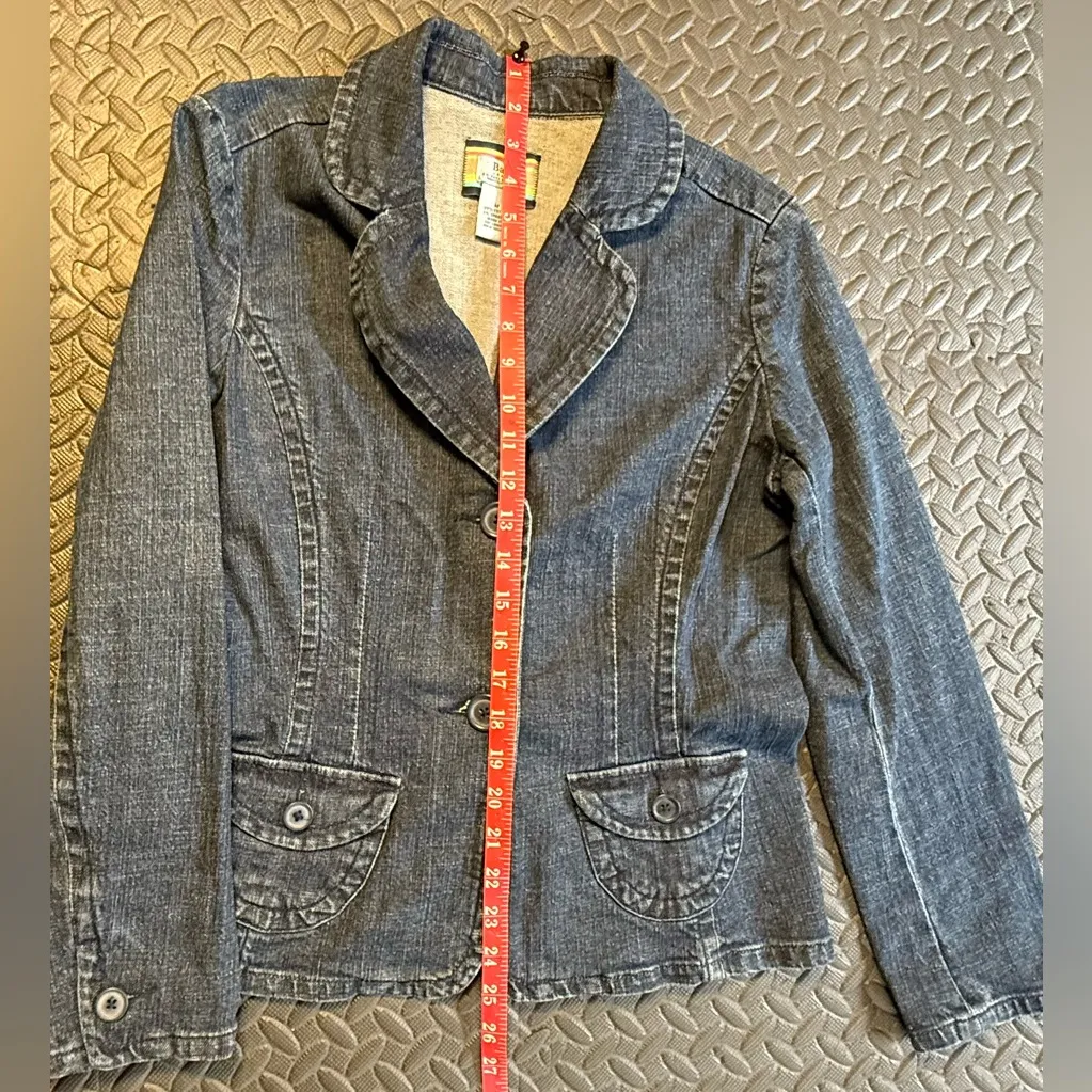 Bass Denim Blazer With Tailored Seaming Blue Size M - Image 11