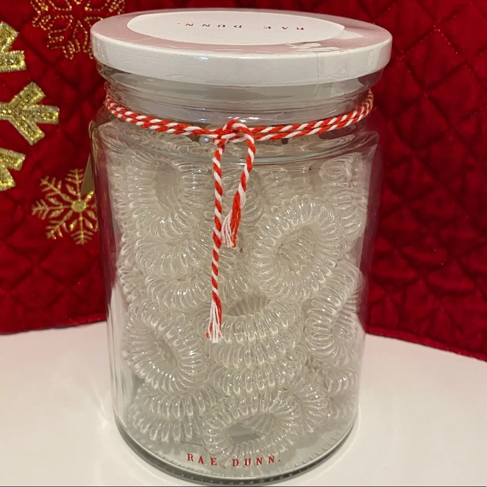 Rae Dunn 60 Spiral Hair Ties Glass Jar - Image 2