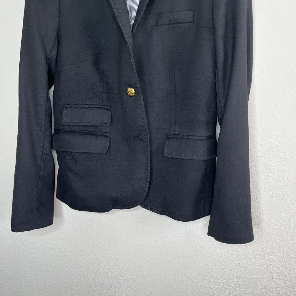 J. Crew Womens Black Preppy Wool Schoolboy Blazer Size 2 - Image 5