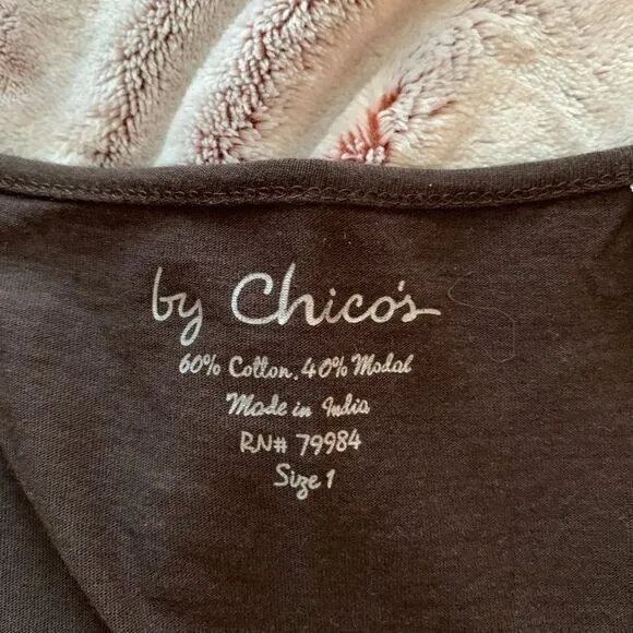 Chico's Women's Y2K Western Sequin Scoop Neck‎ Tank Top Shirt Brown Size Medium - Image 3