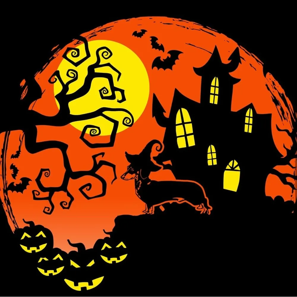 Design By Humans Women’s Dachshund Dog Halloween Party Tee Size Medium NWOT Gray - Image 2