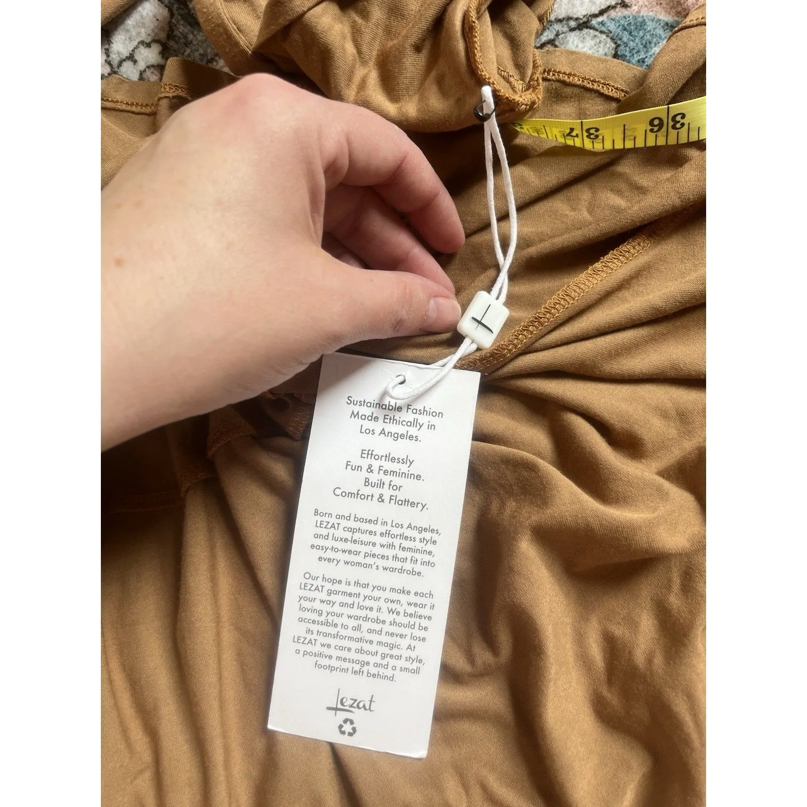 Lezat Joey Dress Womens Medium Beige Wrap Dress Mini Modal Spandex - Image 12