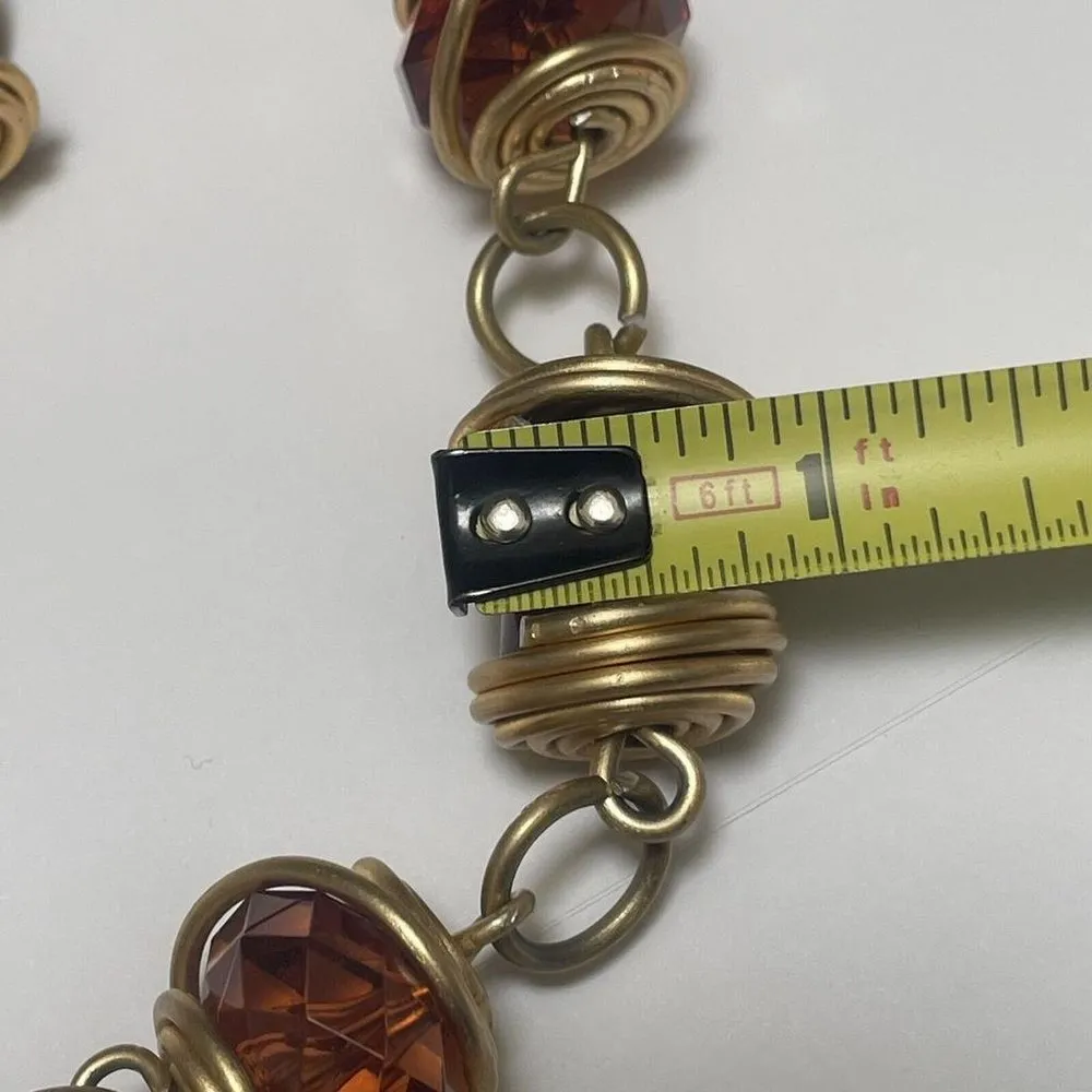 Matching Chunky Costume Jewelry Set Clip On Earrings / Necklace Gold - Image 12