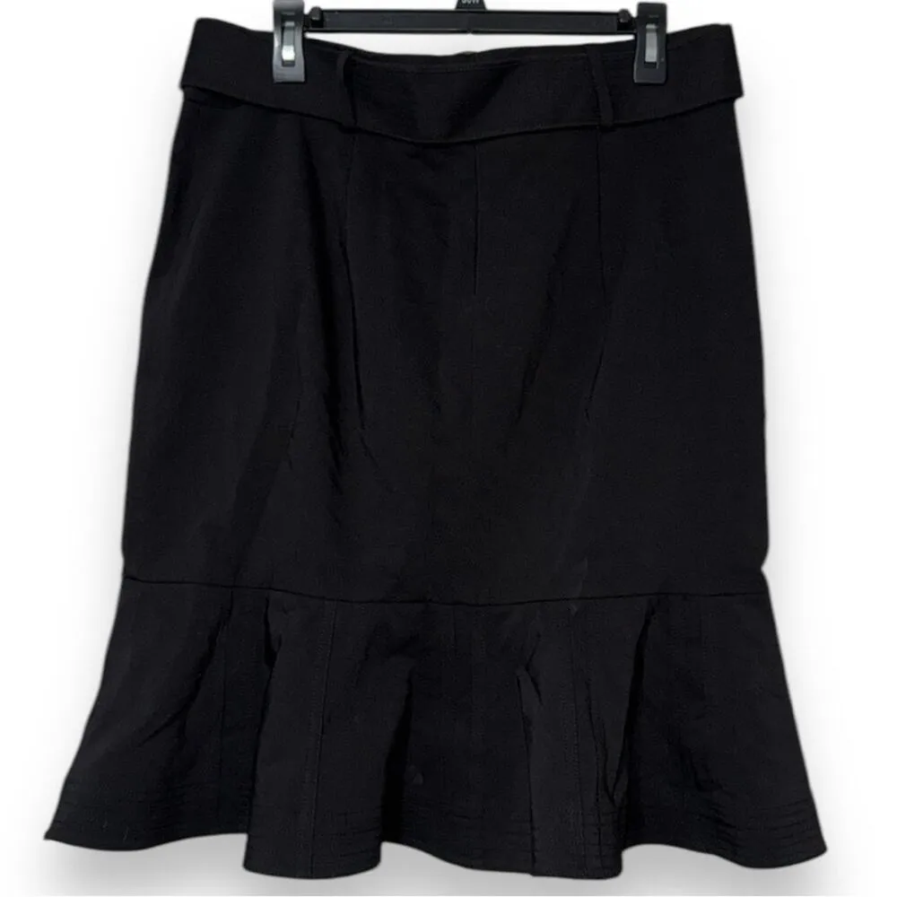 Calvin Klein women’s sz 12 black straight skirt with ruffle belted and back zip - Image 7