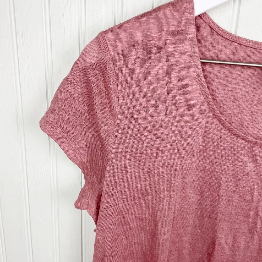 H by Halston 100% Linen Crossover Back Short Sleeve Tee Rose Mauve Size Medium - Image 3