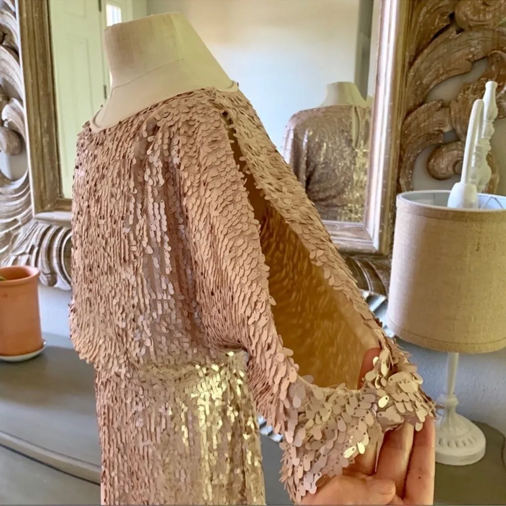 Jessica Simpson Dress Sequence Cold‎ Shoulder Blush C27 - Image 3