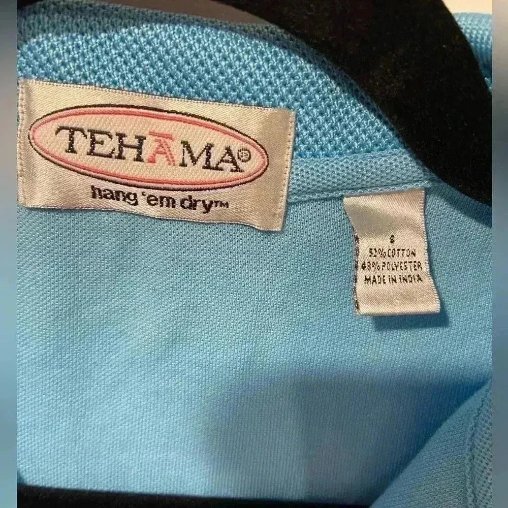Tehama Robin Egg Blue Sleeveless Golf Tennis Polo Collared Button Front Size S - Image 7