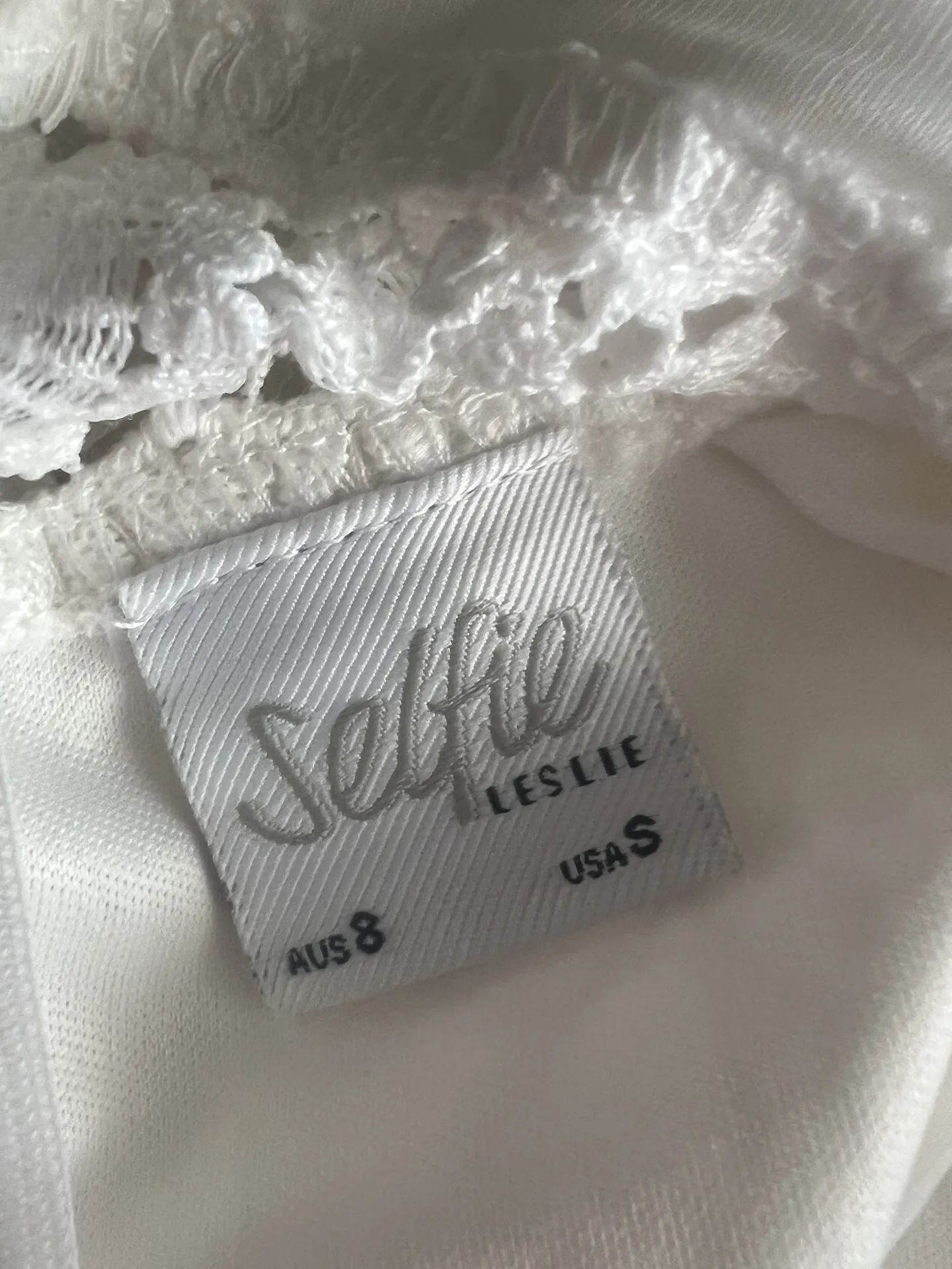 SHORT STORY RUFFLE STRAP CRISS-CROSS BACK DRESS FLORAL LACE WHITE - Image 11