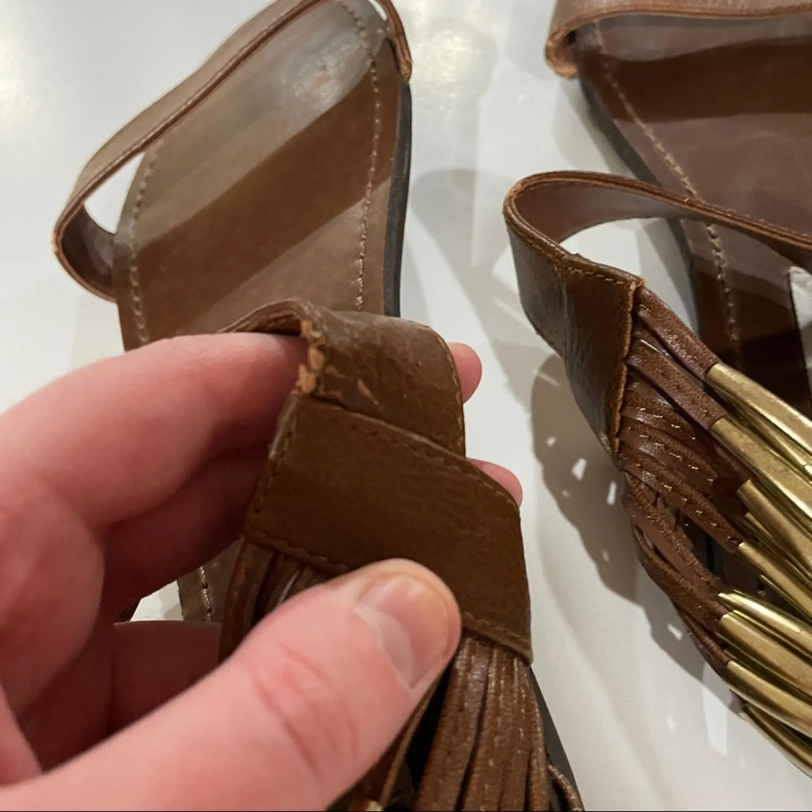 Steve Madden Sincere Brown Faux Leather Strappy Back Sandals Size 7.5‎ - Image 4