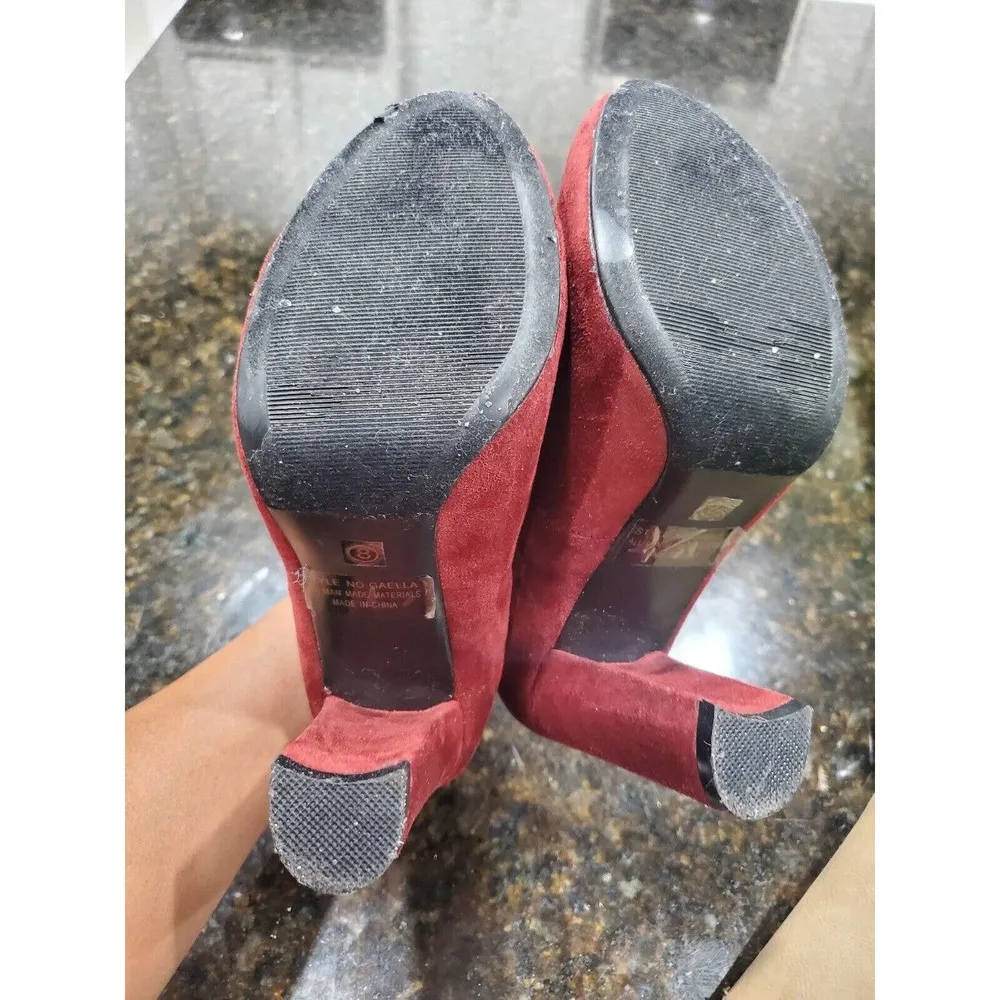 Gaella Women's Upper Mid Closed Toe Block Heels Casual Red Bootie Size 8 - Image 10
