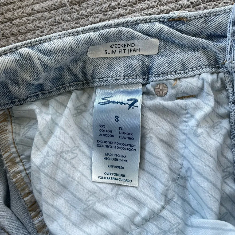 Seven Jeans Light Distressed Wash Weekend Slim Fit Straight Leg Jeans Size 8 - Image 3