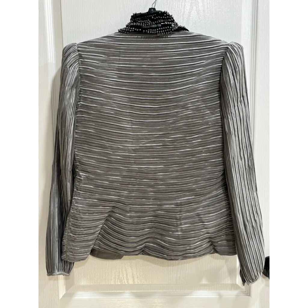GEORGE F. COUTURE New York Silver Black Beaded Blazer Jacket Woman’s Size 12 - Image 3