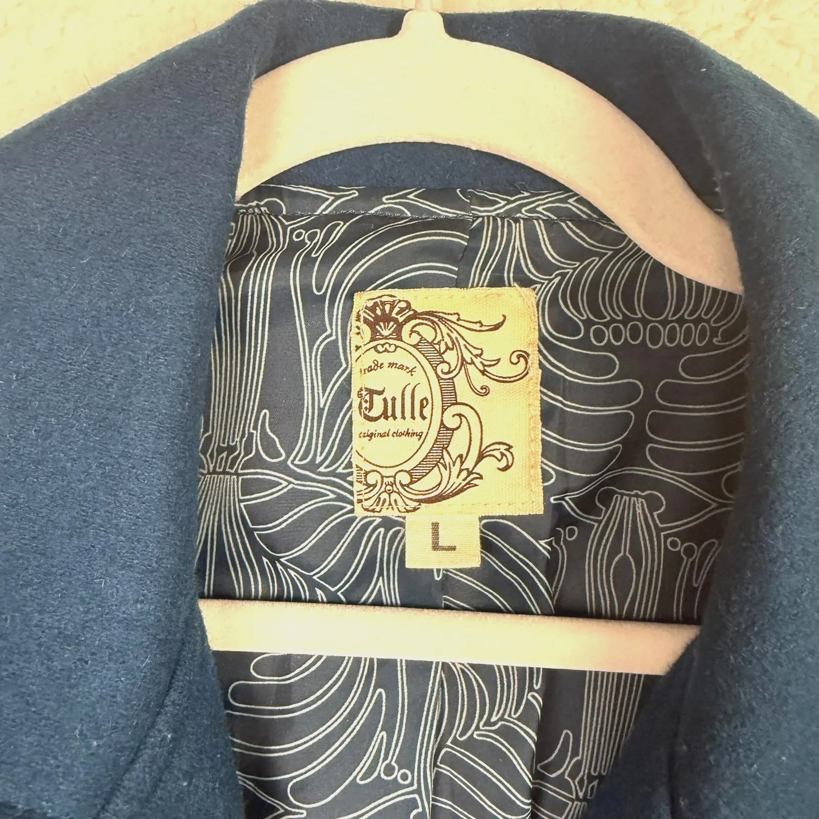 Tulle Coat Womens Large Teal Blue Wool Blend Single Breasted Lined Pockets - Image 4