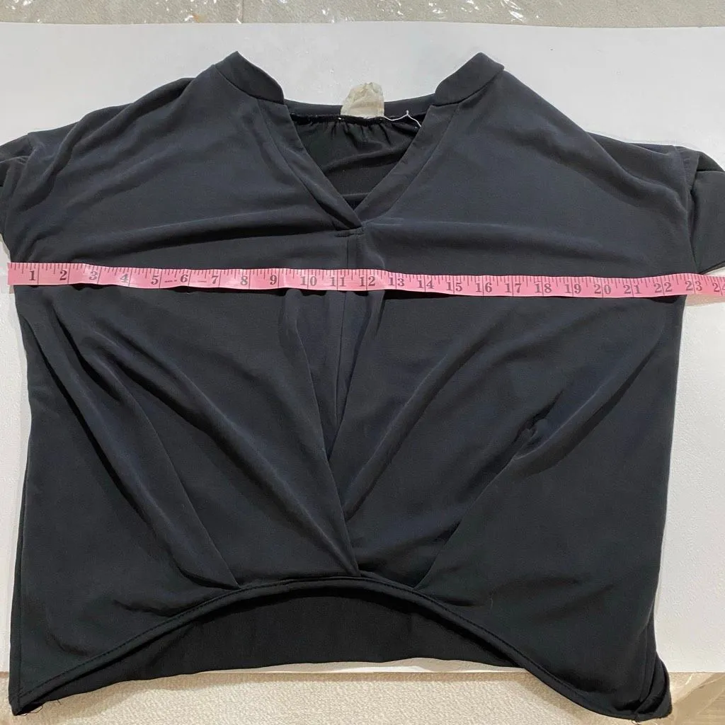 Harper  Heritage Black Twist Front Top Women’s Small – High Low Draped Long Sleev - Image 6