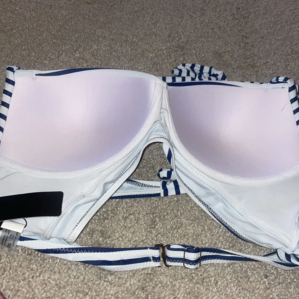 Tempt Me vintage style swim bra black white striped retro size XL - Image 7