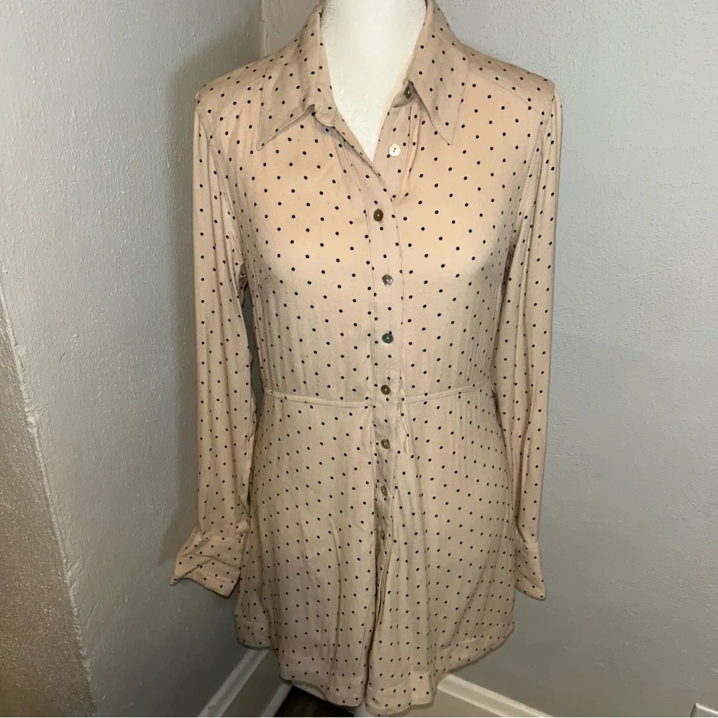 Free People this town Cream Polka Dot Long Sleeve Dress - Image 3