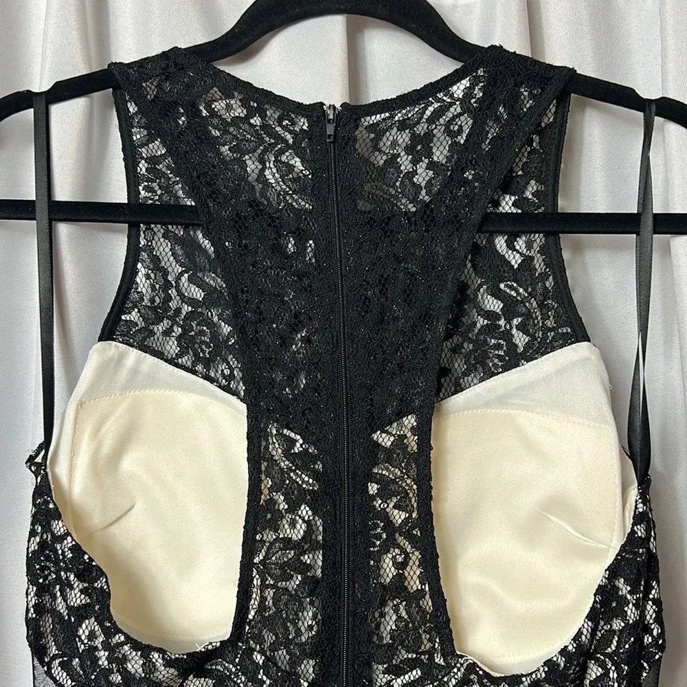 Sequin Hearts Dress Formal Black Lace Sheer Sides Size 15 Juniors Prom Long NWT - Image 12