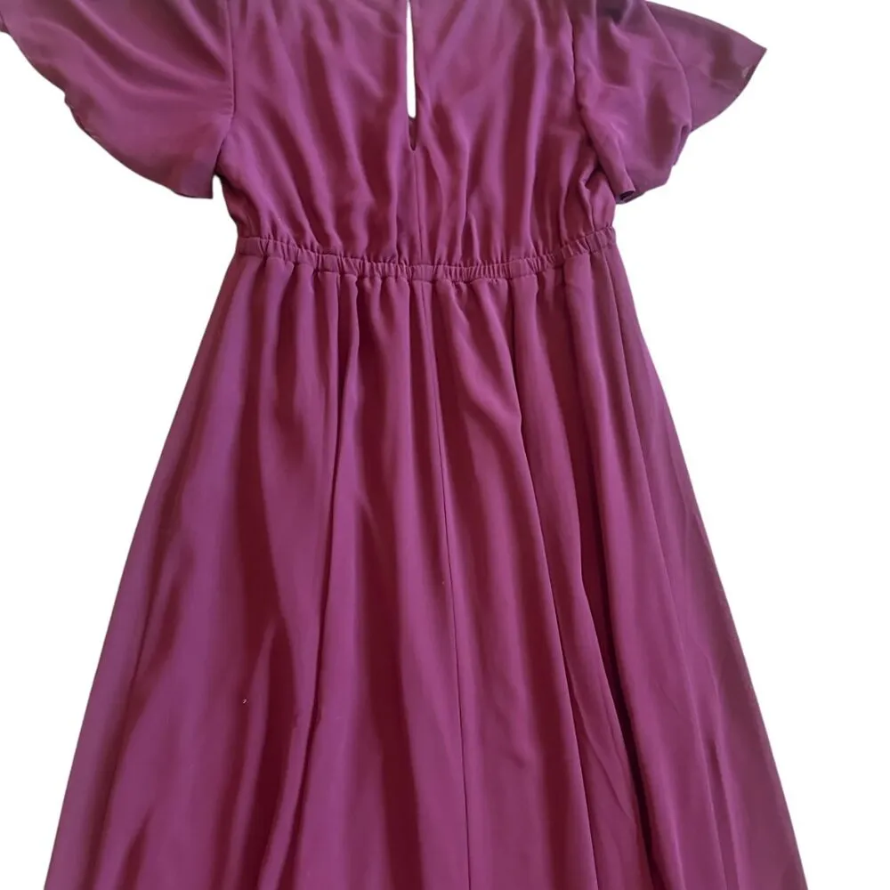 Show Me Your Mumu Burgundy Maxi Dress Gown Short Sleeve V-Neck Size Medium Women - Image 9