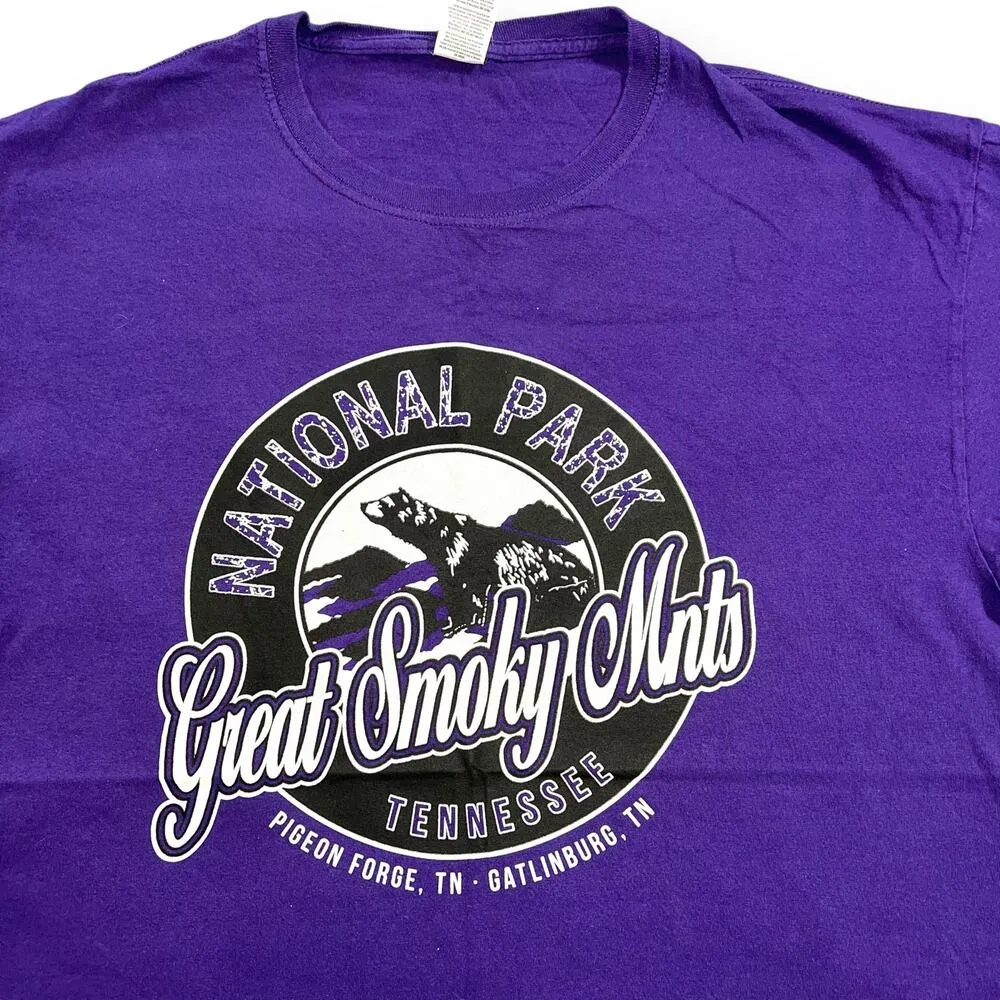 Great Smoky Mountains National Park Unisex T Shirt Top Tennessee Purple Large - Image 2