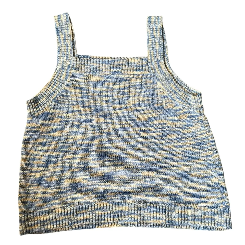 Ann Taylor Blue Yellow Stretch Knit Sleeveless Casual Normcore Sweater Tank Top - Image 2
