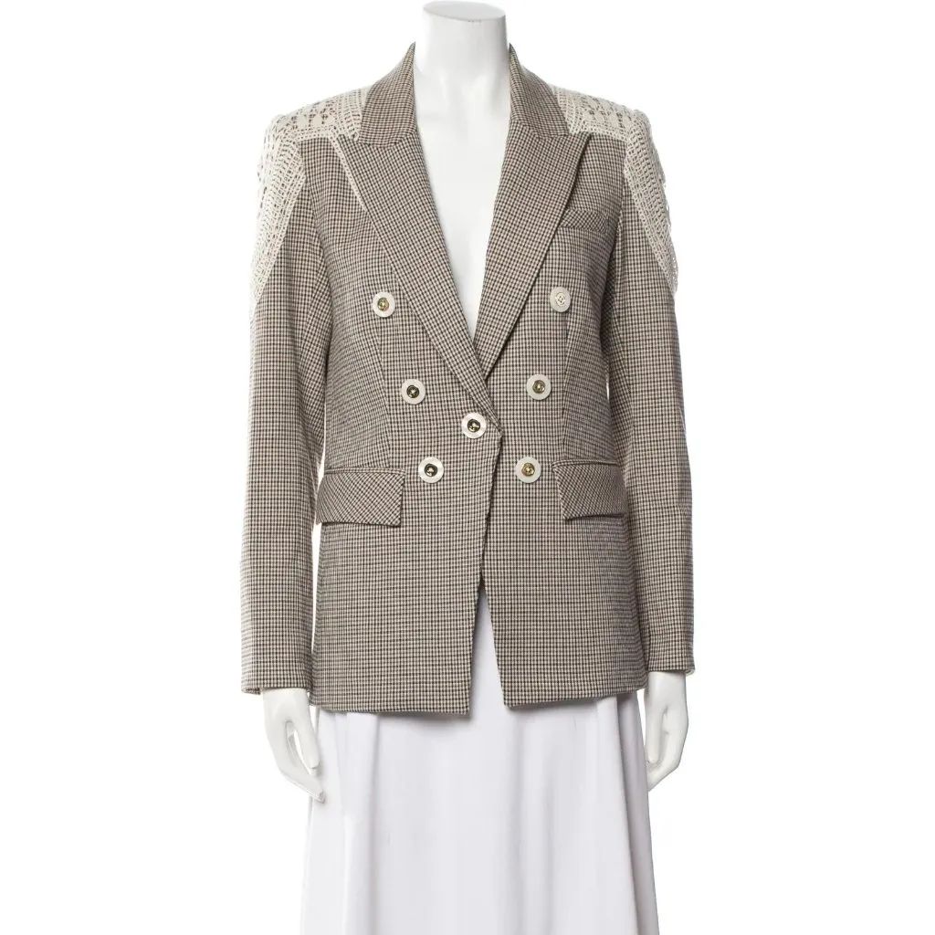 Veronica Beard Faithon Dickey Blazer in Camel Multi Crochet Trim Jacket 0 - Image 6