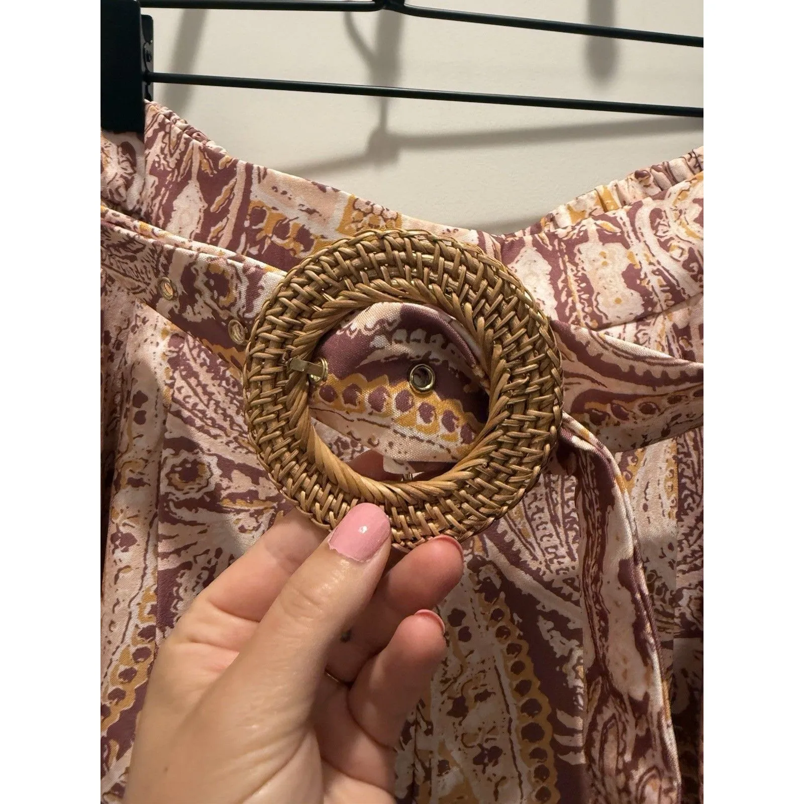 Lulu’s Women’s Boho Aesthetic Mauve Multi Paisley Print Wide Leg Pants Size L Size L - Image 3