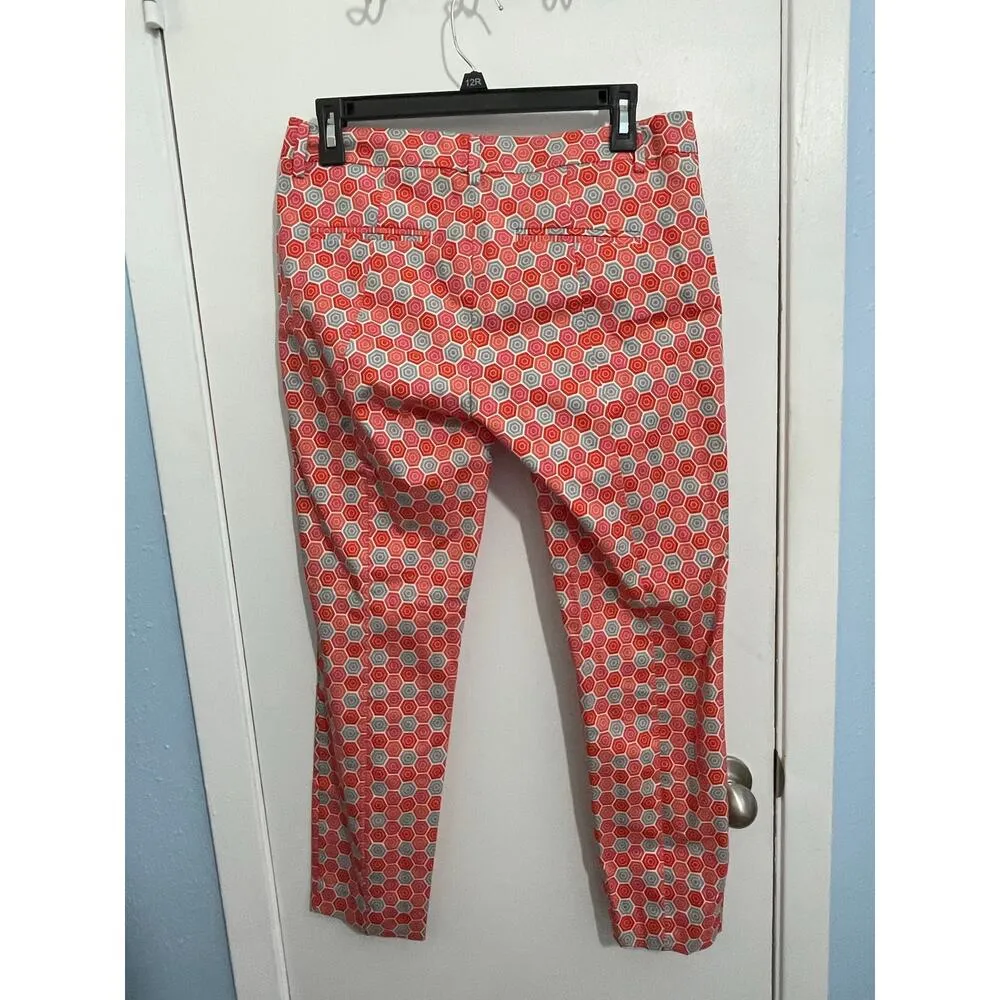 Gap Slim Cropped Pants Size 4 Low Rise Orange Geometric Preppy Country Club - Image 5