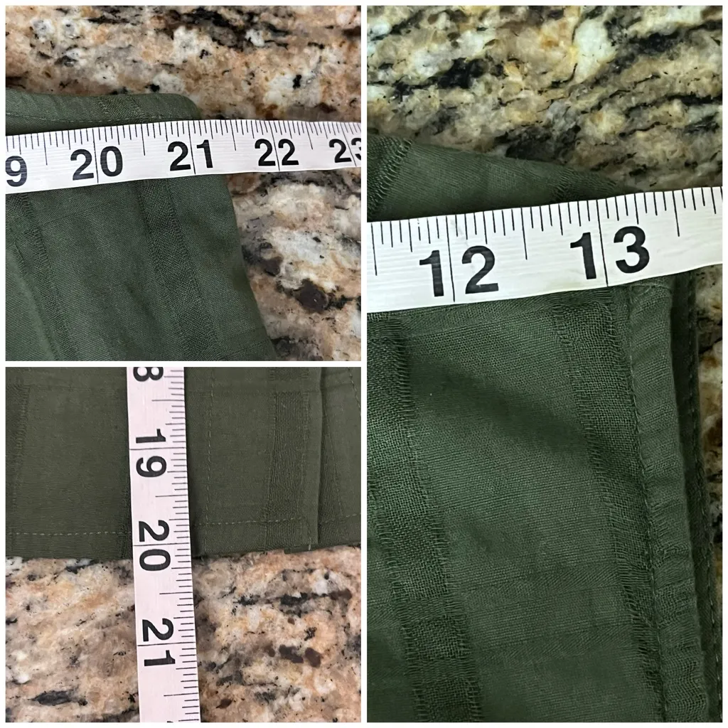 GAP army Green Cropped Sheer Blouse Beach Coastal Boho Present Hippie Granola M - Image 5