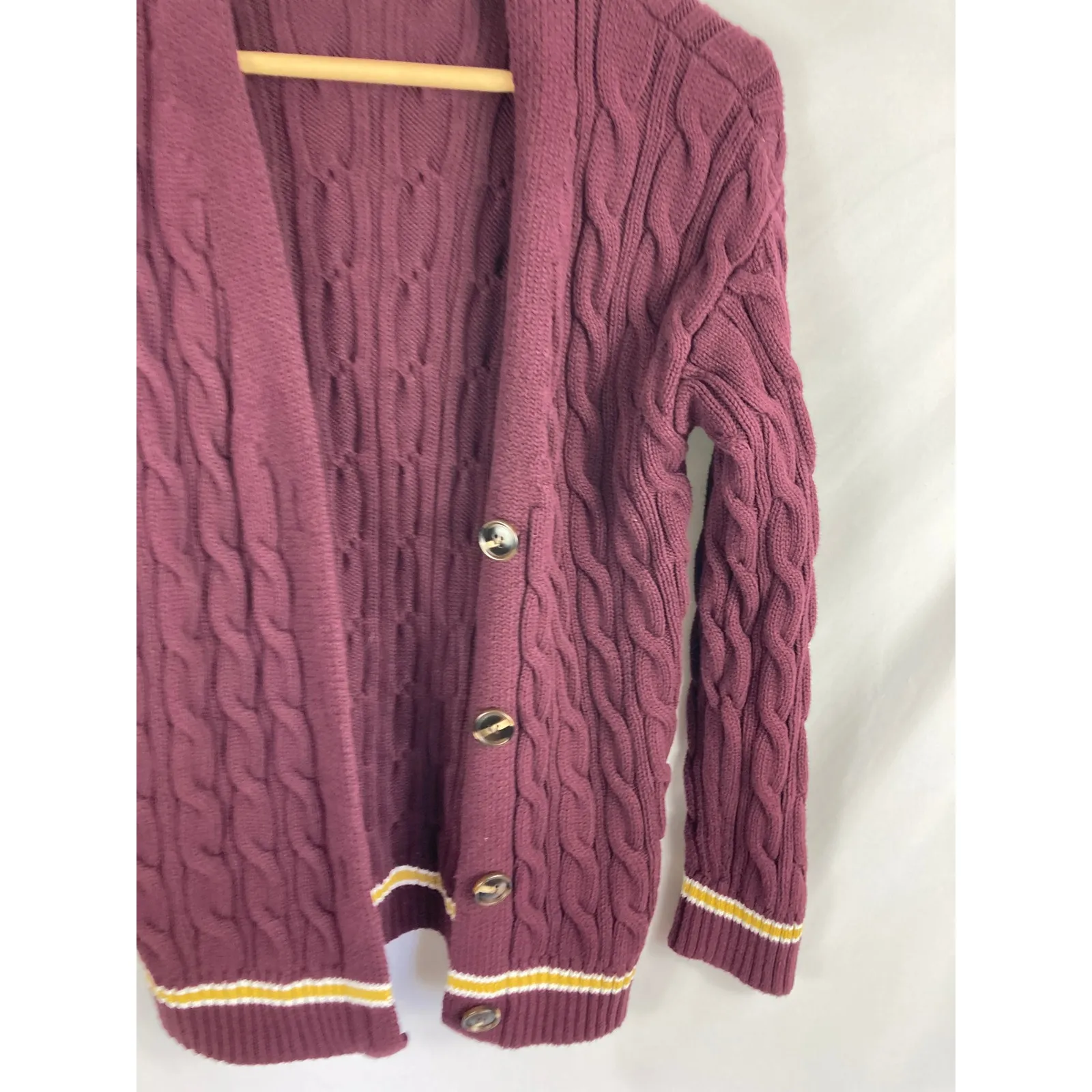 Cotton On Womans Varsity Button Up Cardigan Sweater Maroon Size Small - Image 6