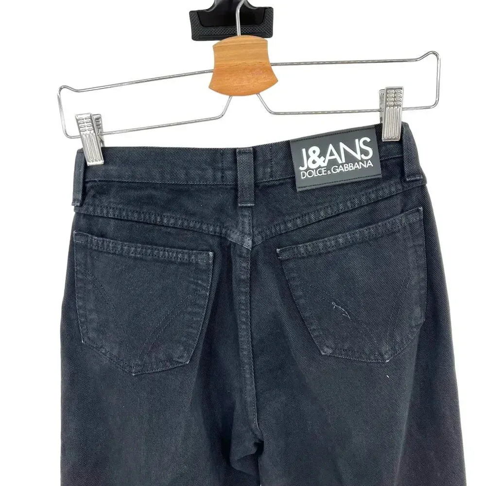 Dolce & Gabbana Vintage Jeans Black Denim Straight Leg Baggy Size 27‎ - Image 8