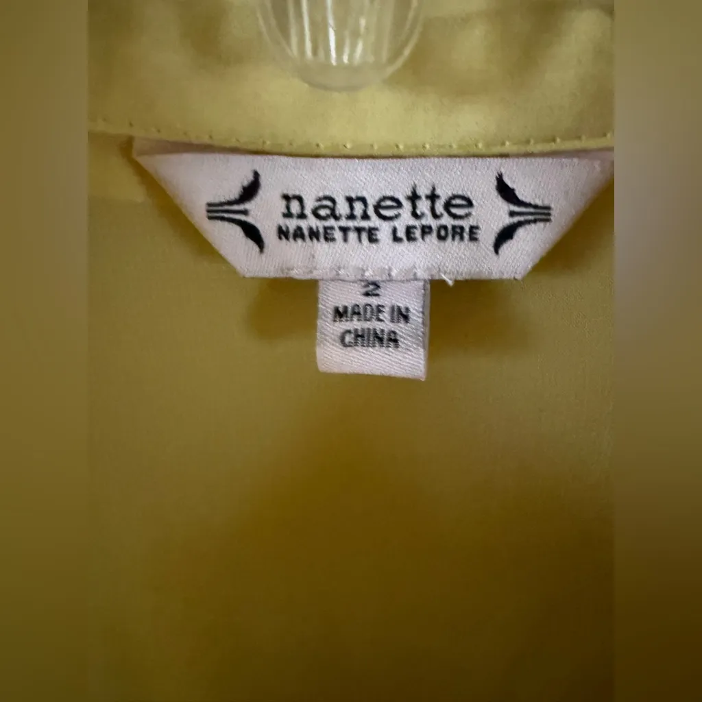 Nannette Lepore Yellow Sheer Maxi Dress Button Front Belted Tiered Boho Chic - Image 2