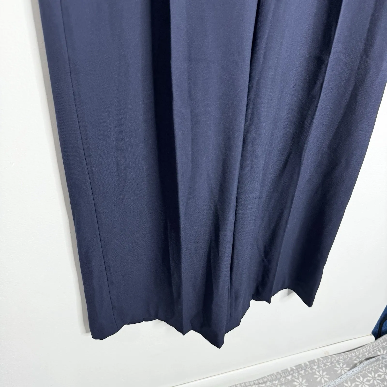 NWOT Ann Taylor The‎ Petite Pleated Wide-Leg Pant in Textured Drape Navy Size 14 - Image 8