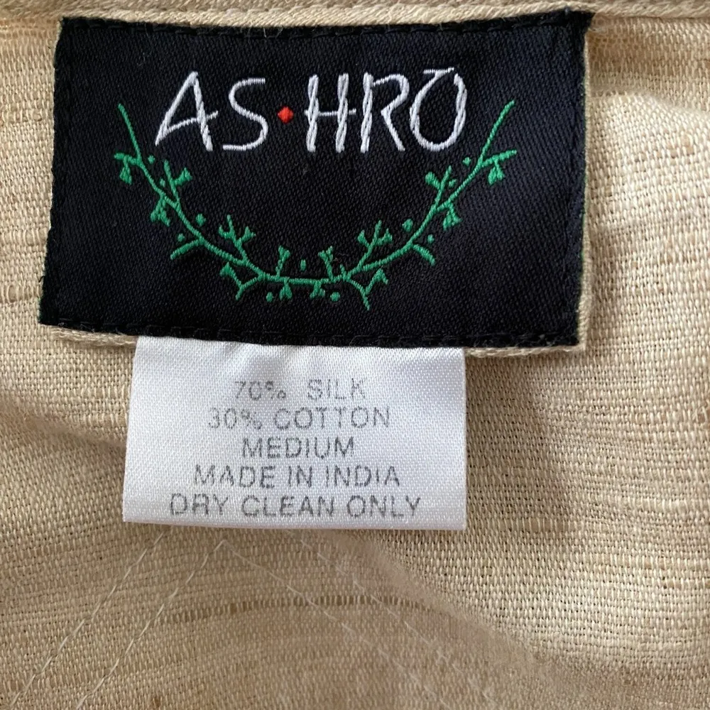 ASHRO Two Piece Top and Skirt Silk Cotton Blend Shell Lagenlook Sz M Tan Size M - Image 8