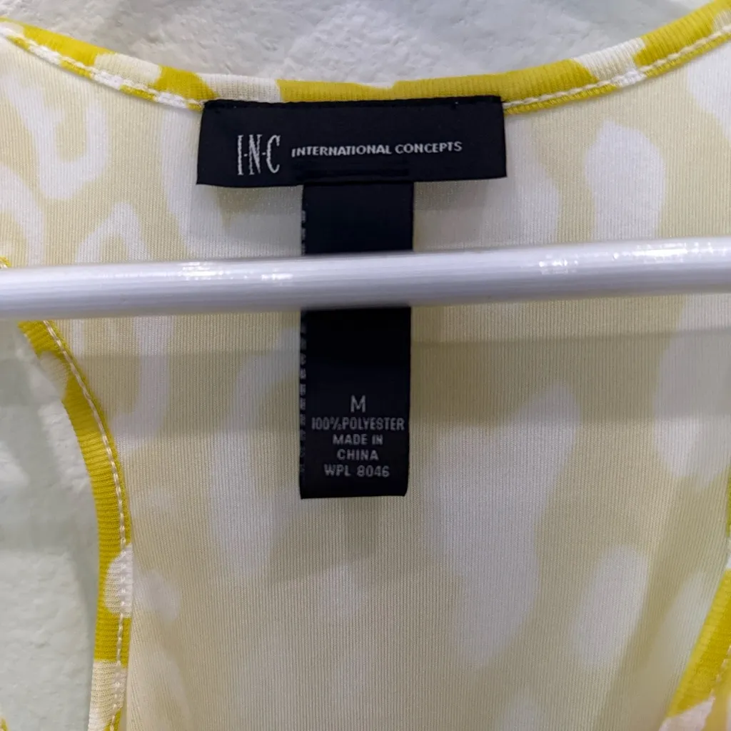INC International Concepts Yellow Animal Print Ruched Tank Top Size M - Image 4