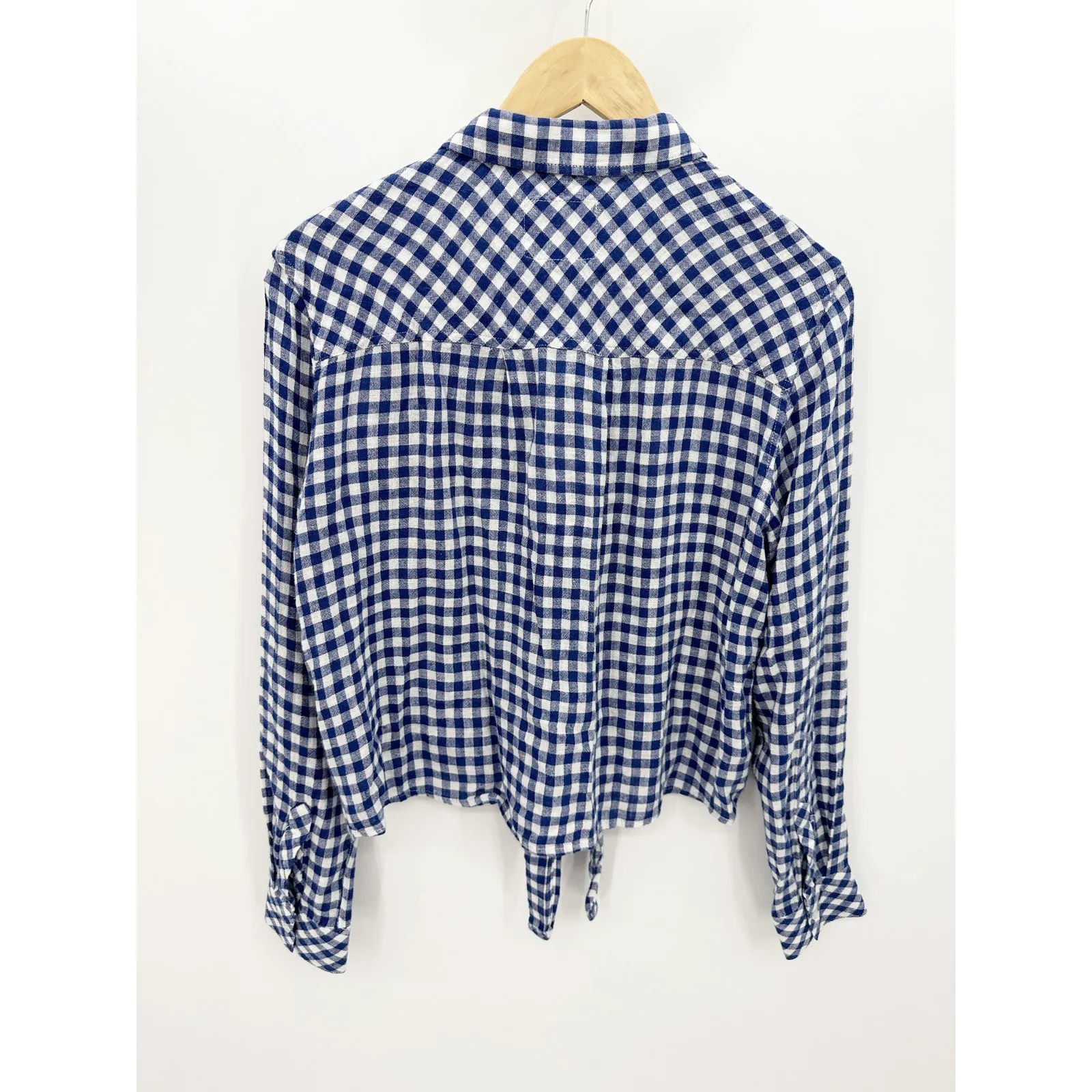 Rails Womens Blue Linen Gingham Button Down Shirt Size M Picnic Summer Spring - Image 3
