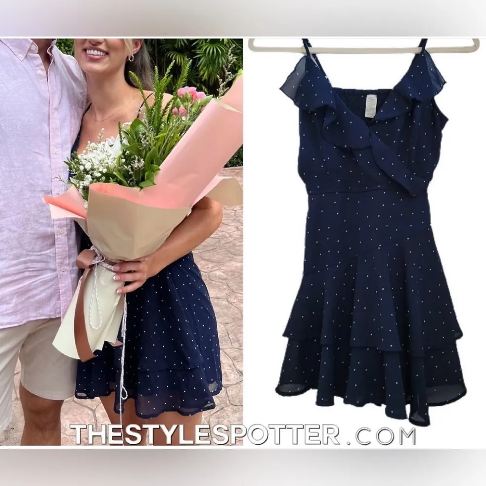 Navy Blue White Polka Dot Romper Size S - Image 3